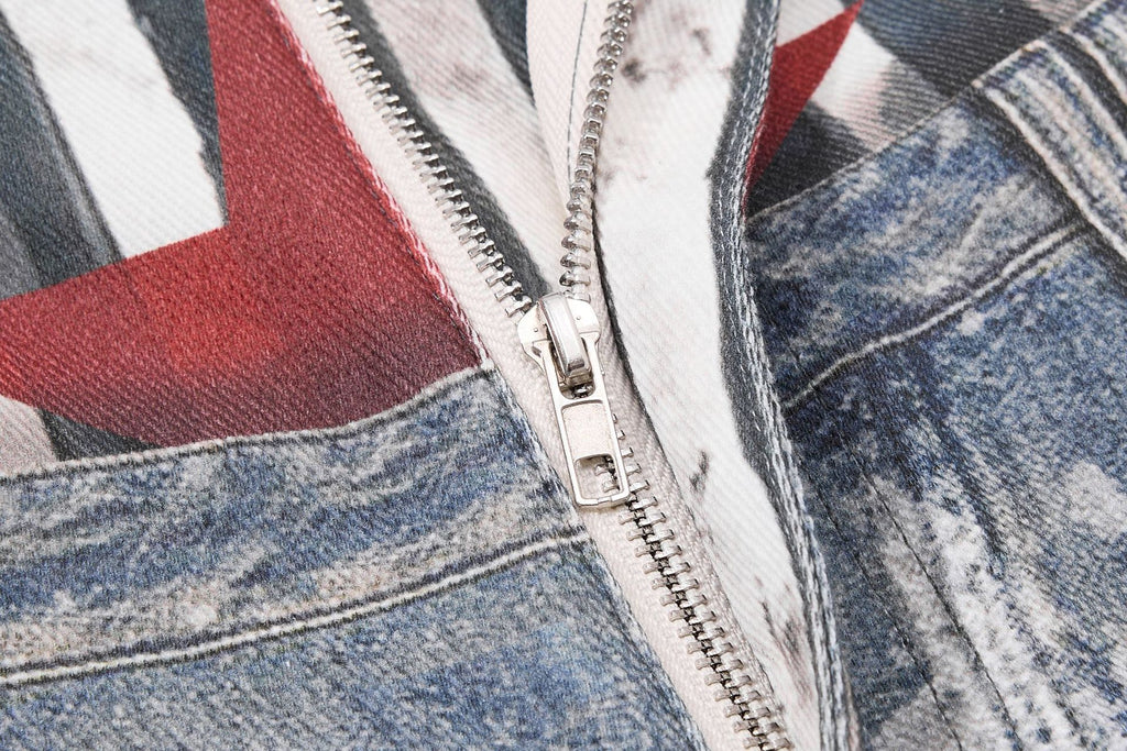 YAVIORA Star Print Fake Two-Piece Jeans