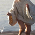 Loose Cable-Knit Sweater with Oversized Flared Sleeves