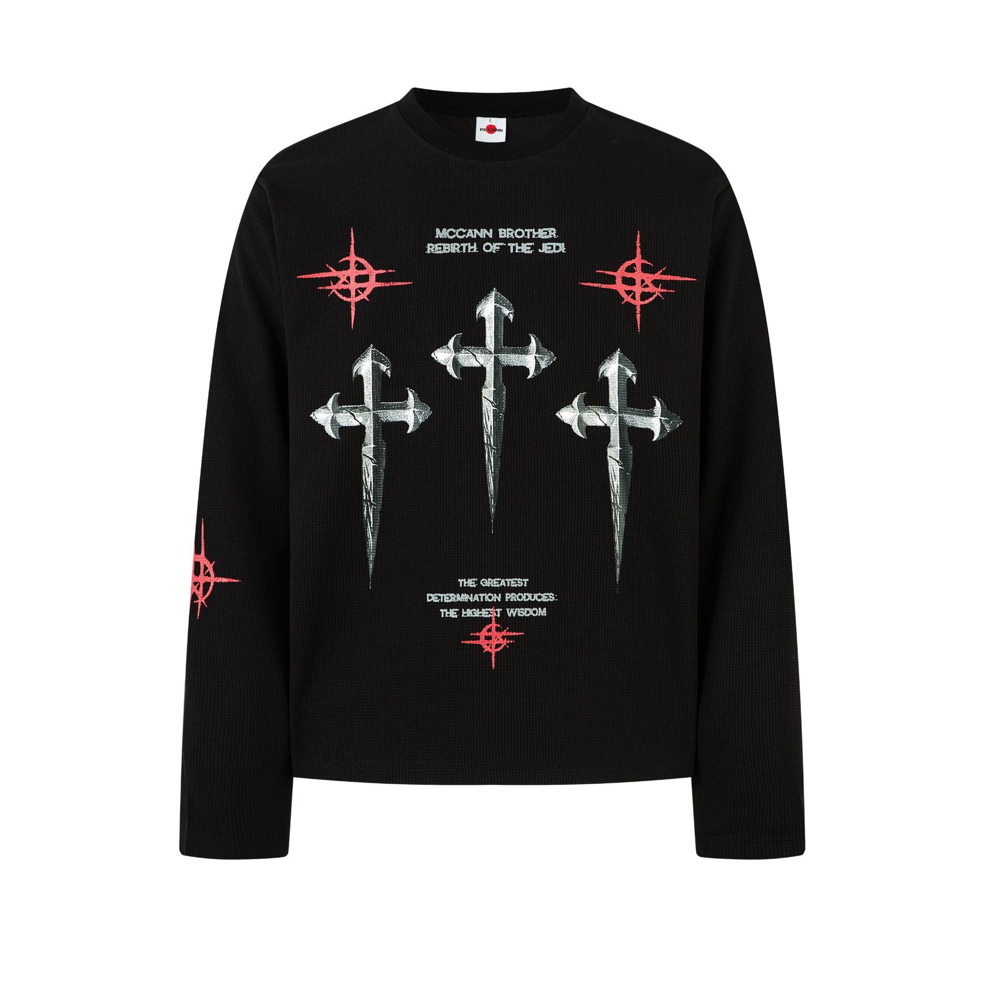 YAVIORA Dark Aesthetic Long-Sleeve Cross T-Shirt
