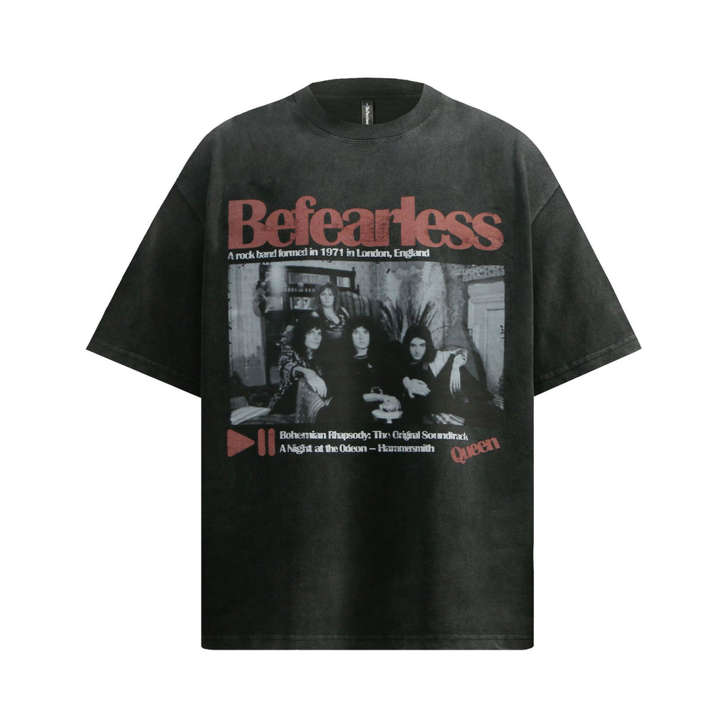 YAVIORA Distressed Band Print T-Shirt