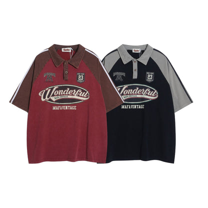 YAVIORA Suede Colorblock Polo Tee