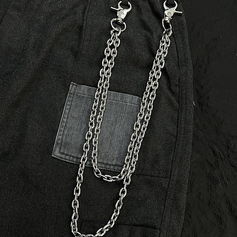 Silver Double Layer Pants Chain Punk Streetwear Wallet