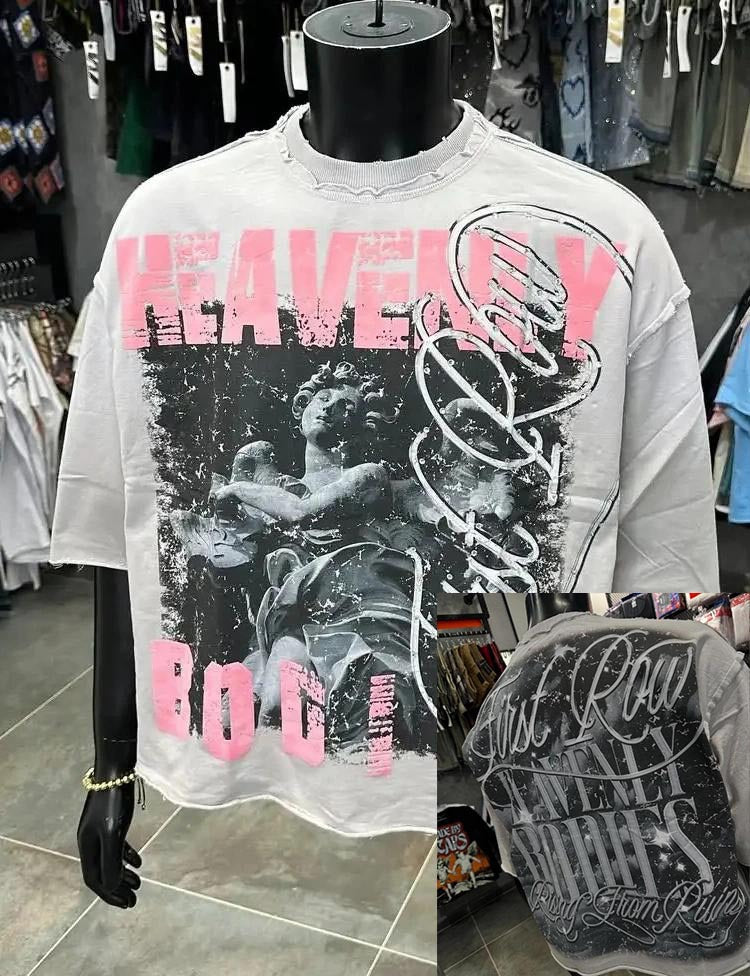 Y2K Greek statue print short-sleeved loose-fitting T-shirt