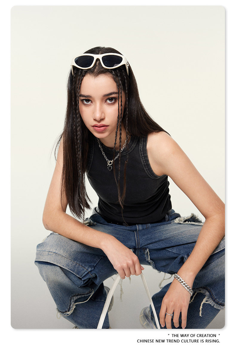 Yaviora American Distressed Hot Girl Style Vest for Women
