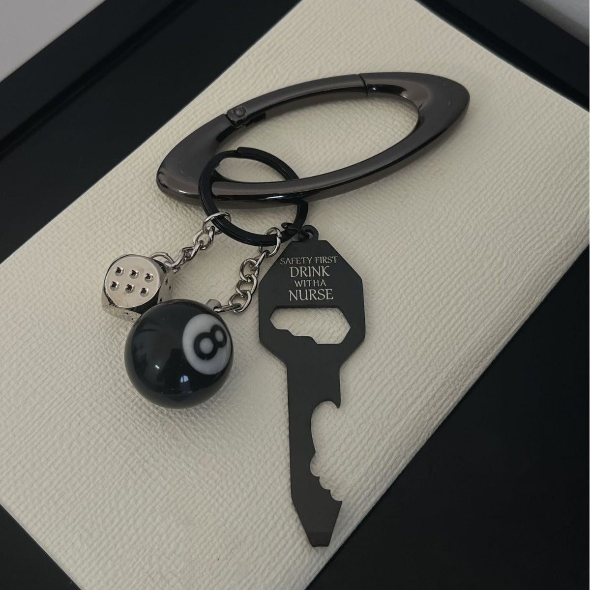 Nurse Keychain Set 8 Ball Bottle Opener Dice Charm Gift