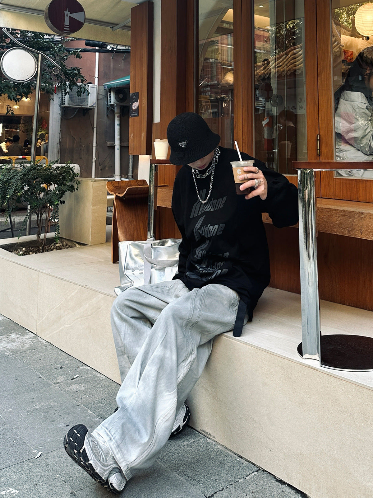 YAVIORA Dirty Dye Deconstructed Design Scimitar Pants