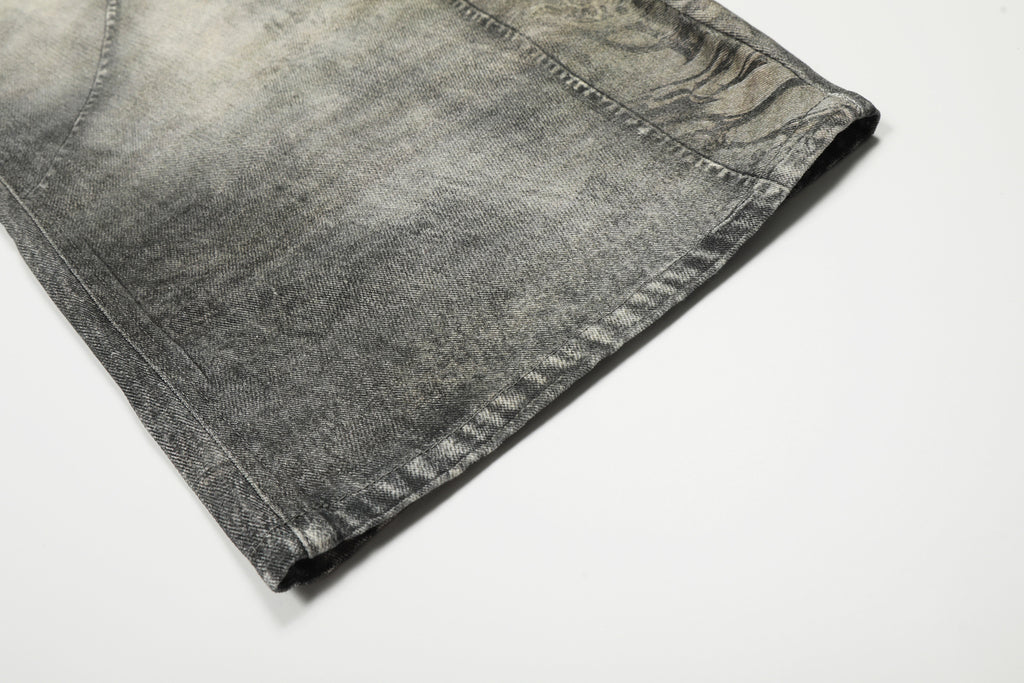 YAVIORA Spliced Dirty Wash Curved Baggy Pants