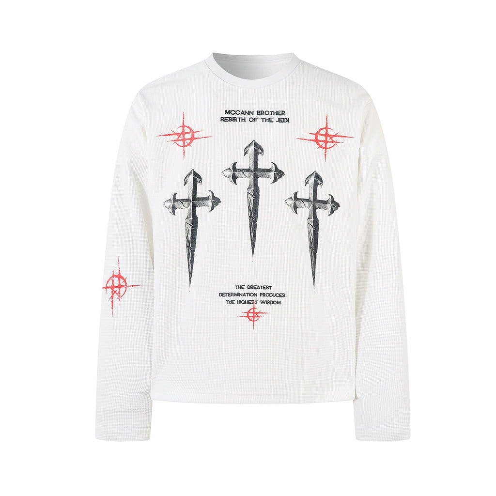 YAVIORA Dark Aesthetic Long-Sleeve Cross T-Shirt