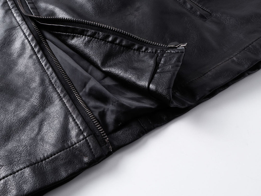 YAVIORA Riveted PU Leather Motorcycle Jacket