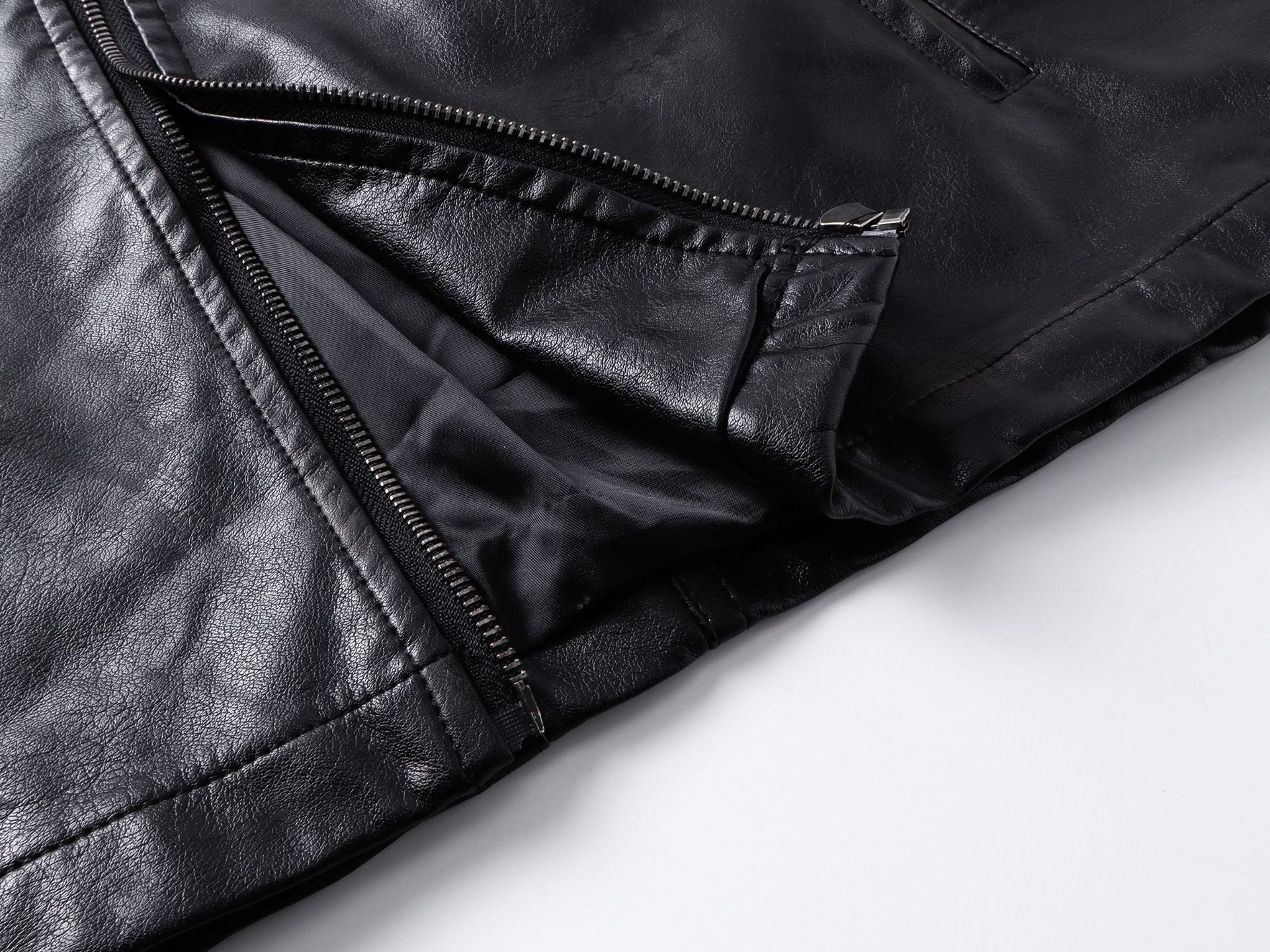 YAVIORA Riveted PU Leather Motorcycle Jacket