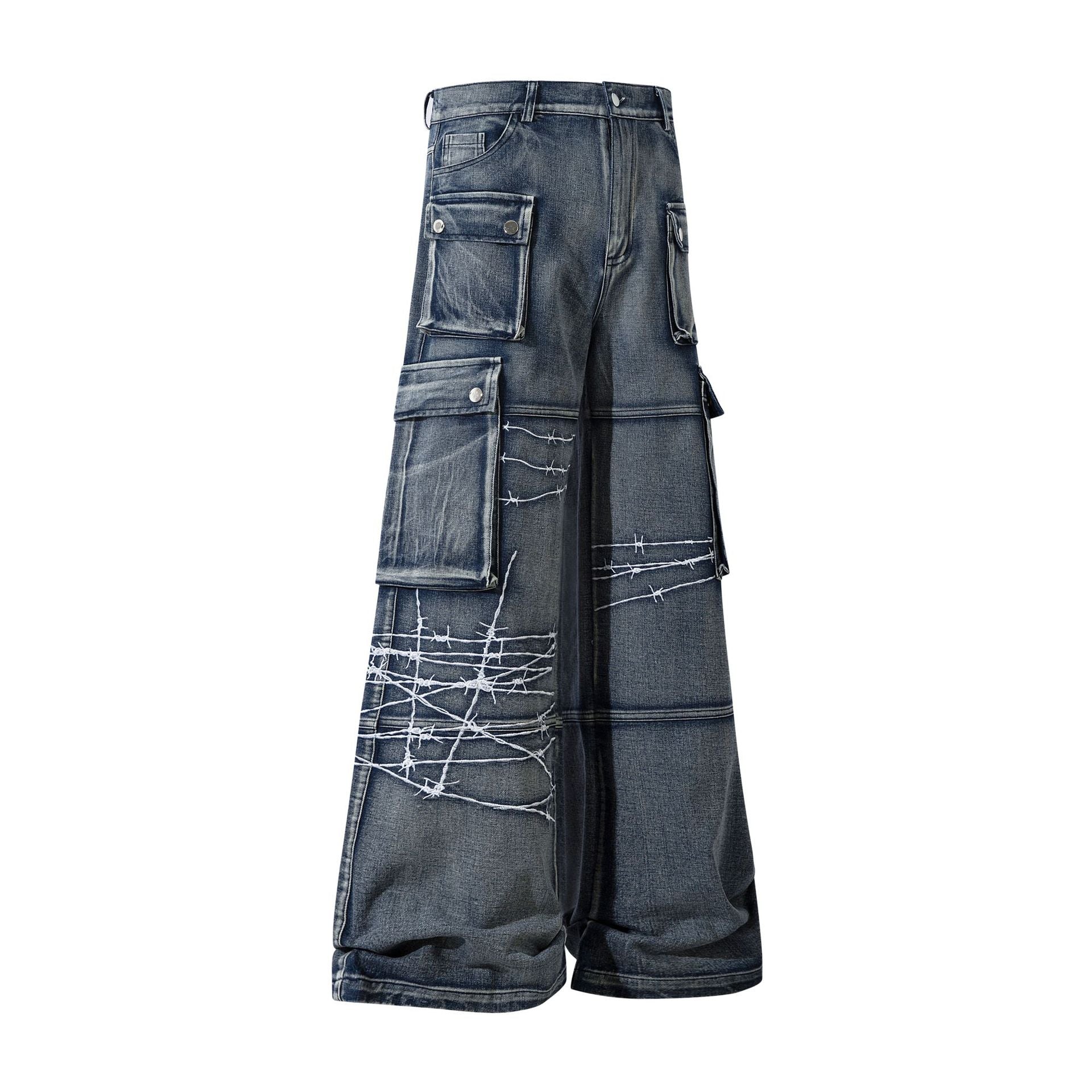 YAVIORA Multi-Pocket Workwear Denim Jeans