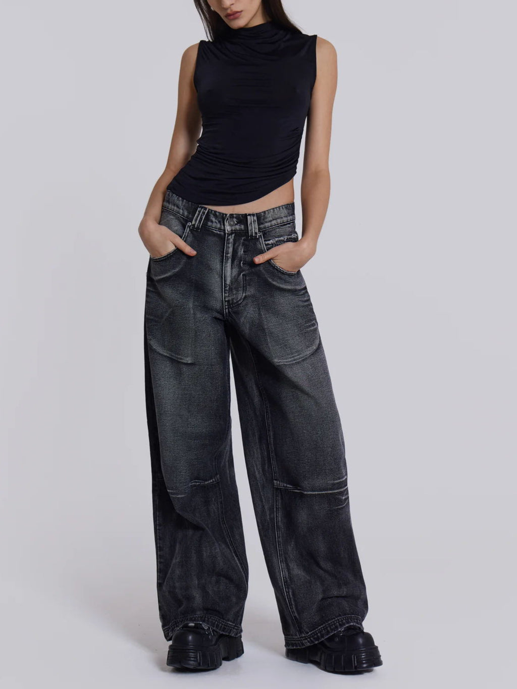Y2K Hip-Hop Style Washed, Distressed, and Printed Jeans