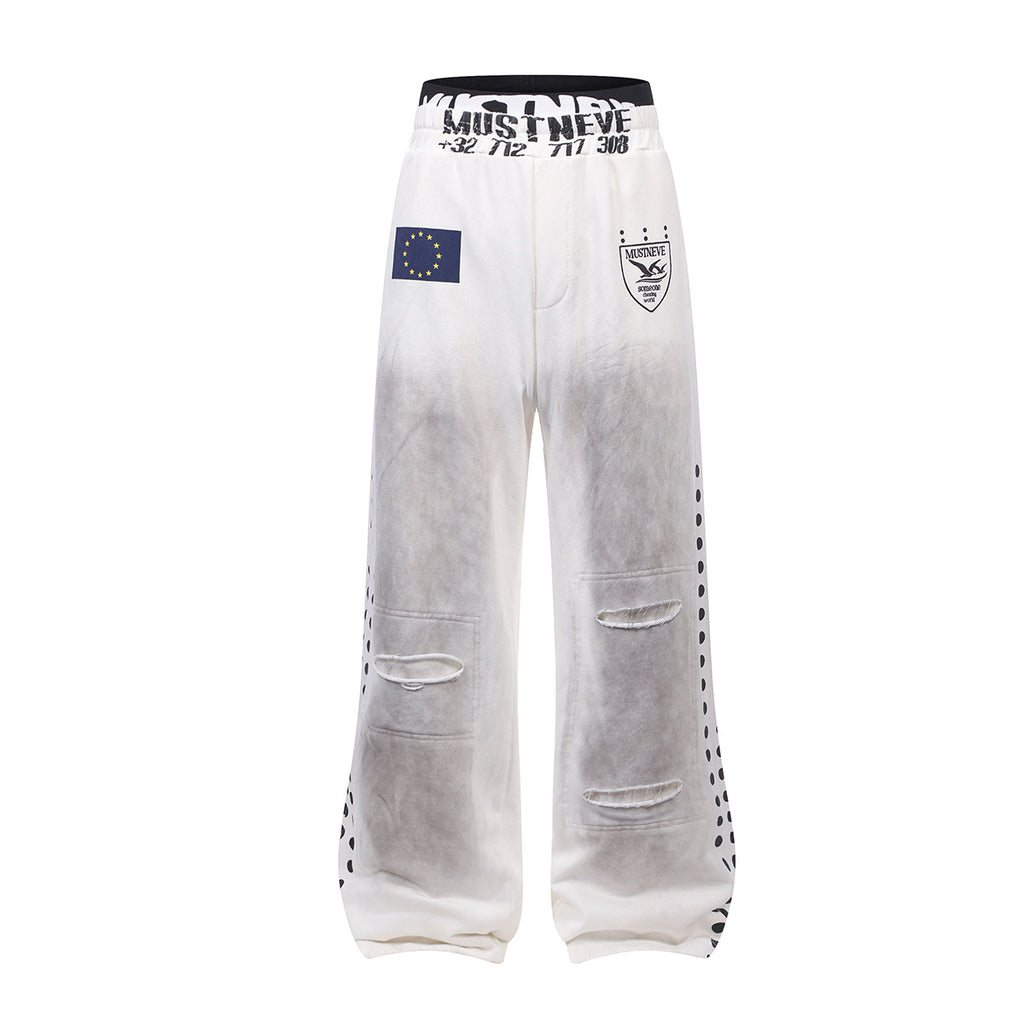 AVIORA Washed Ripped Drape Track Pants