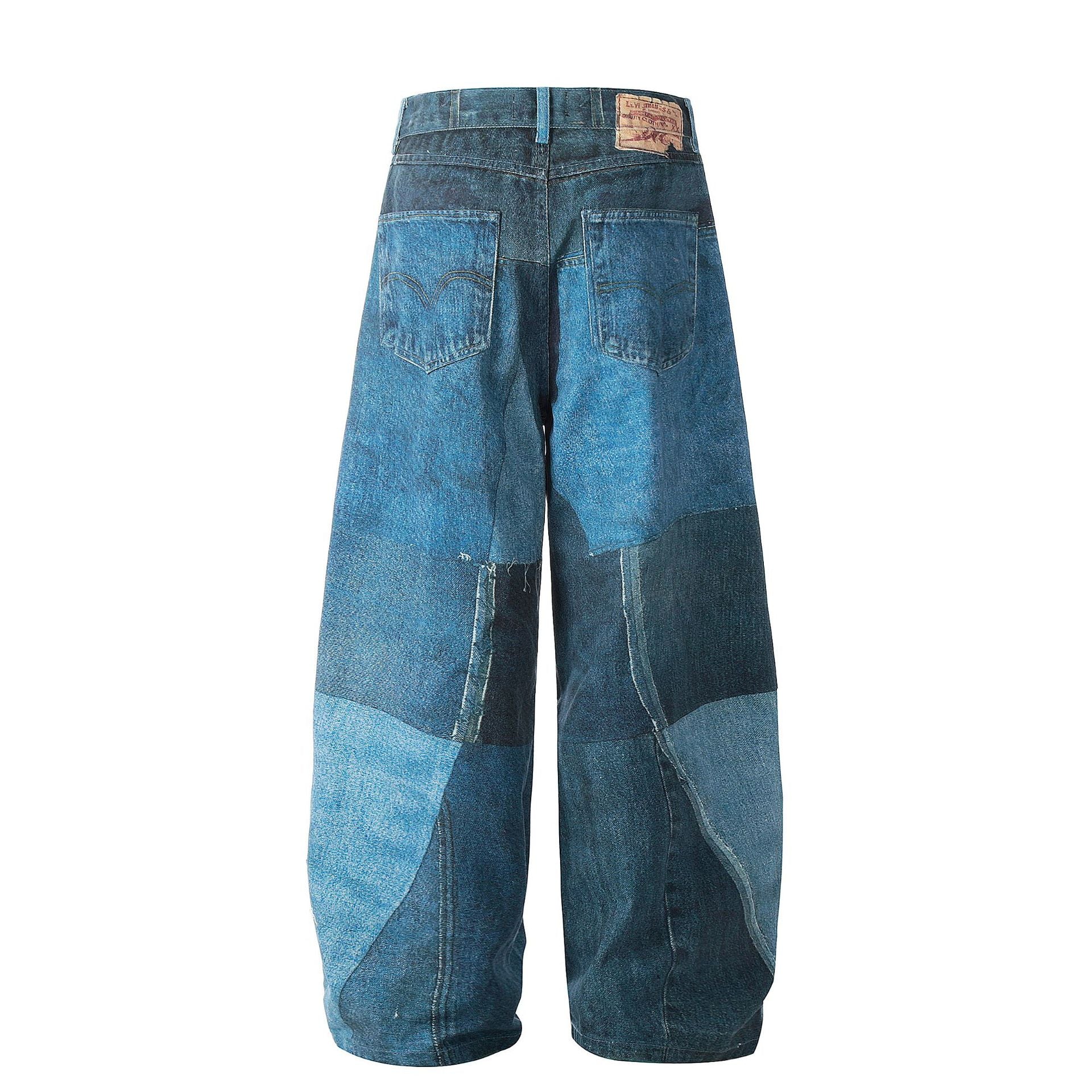 YAVIORA Irregular Printed Scimitar Cut Jeans