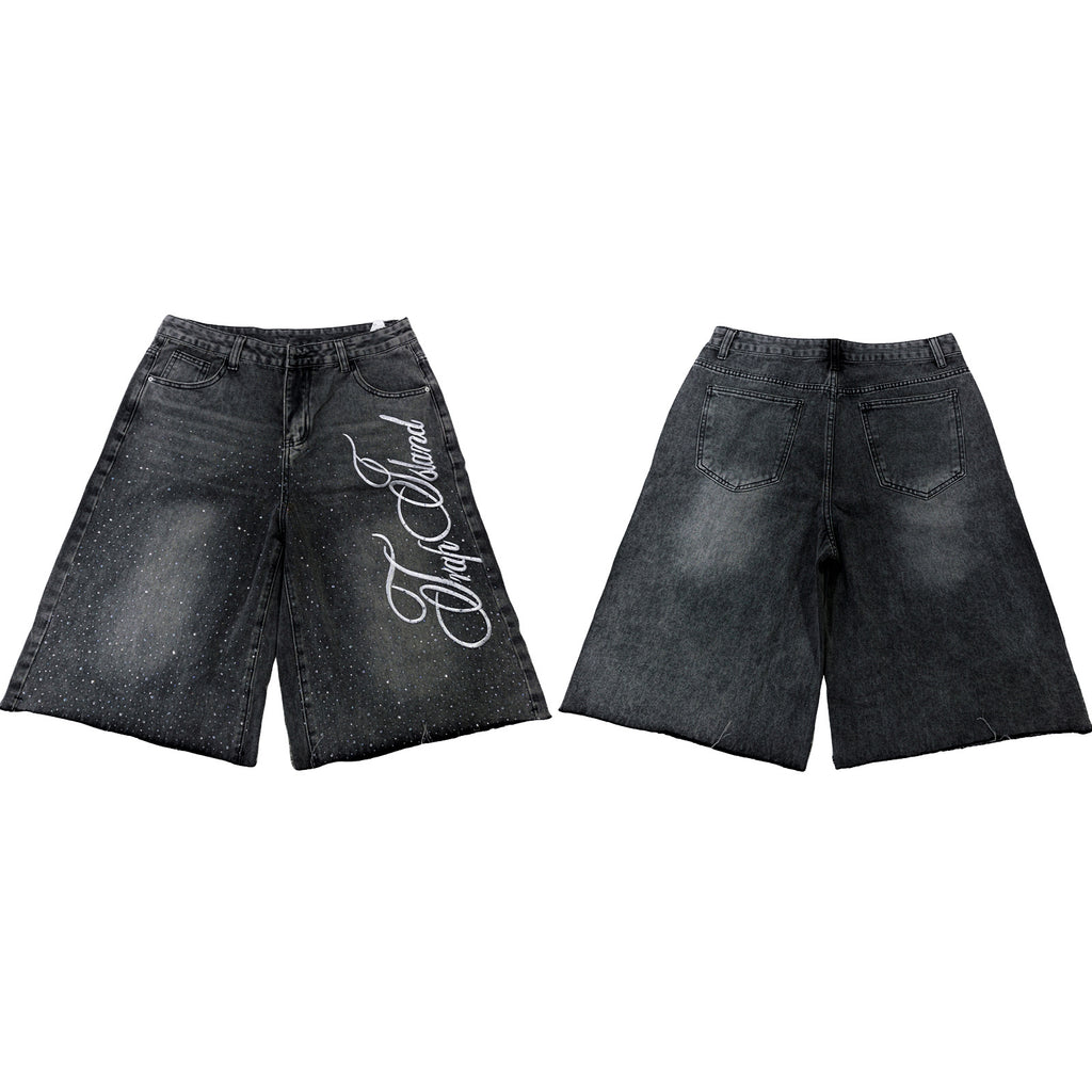 Y2K Straight Leg Wide Leg Distressed Loose Fit Capri Pants