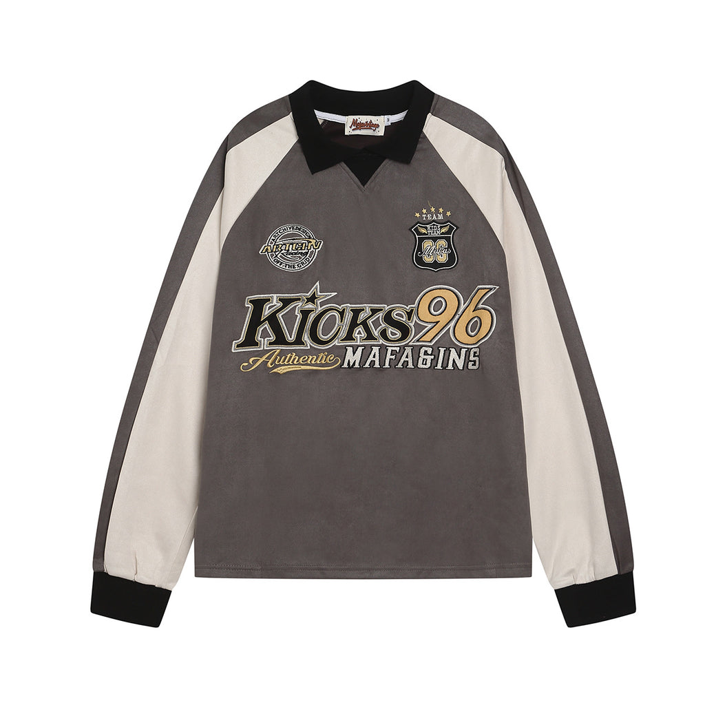 YAVIORA Color Block Embroidered Sports Sweatshirt
