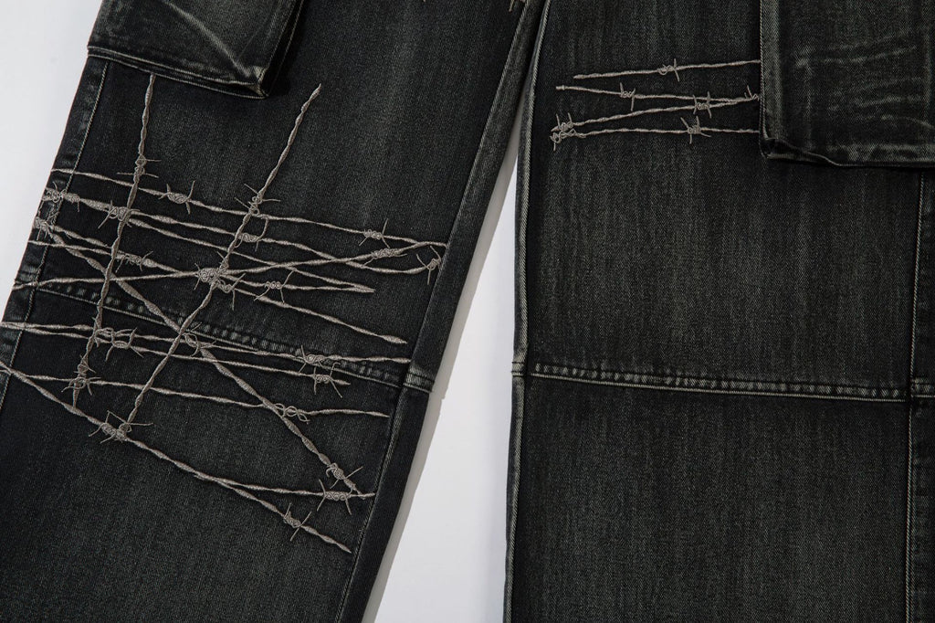 YAVIORA Multi-Pocket Workwear Denim Jeans