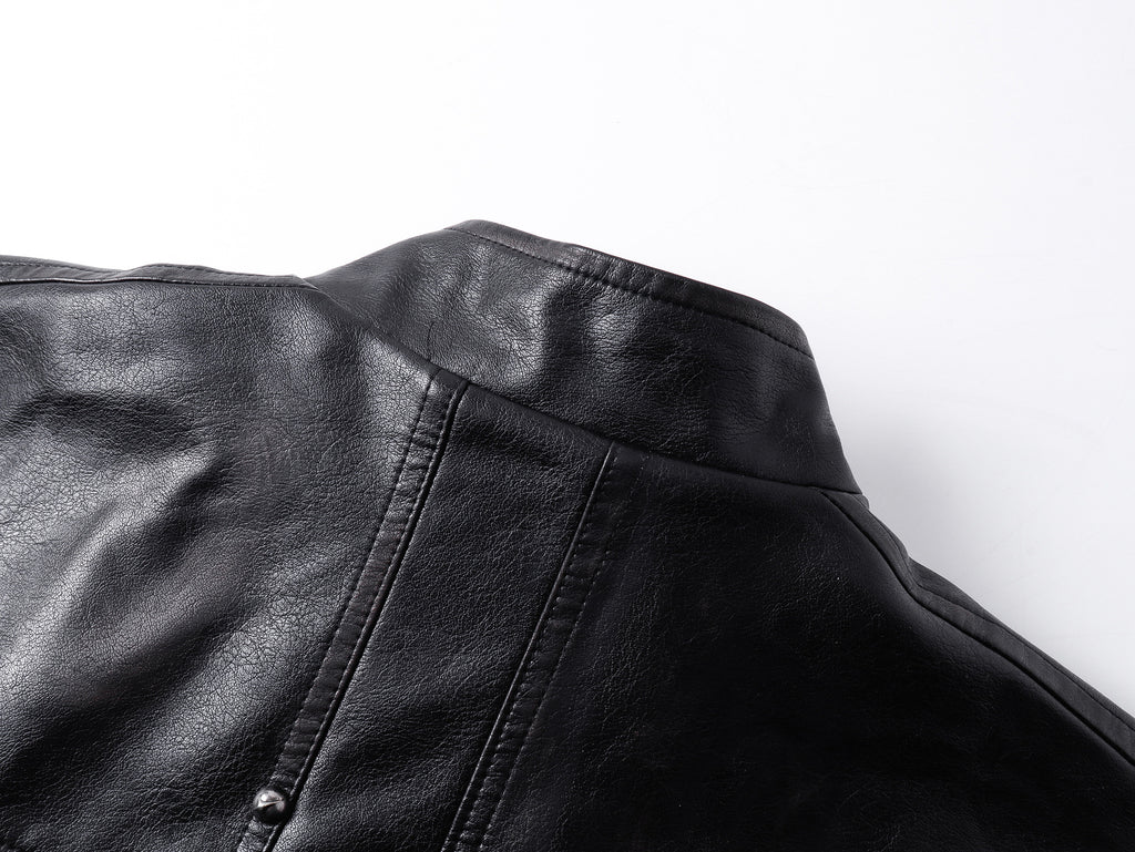 YAVIORA Riveted PU Leather Motorcycle Jacket