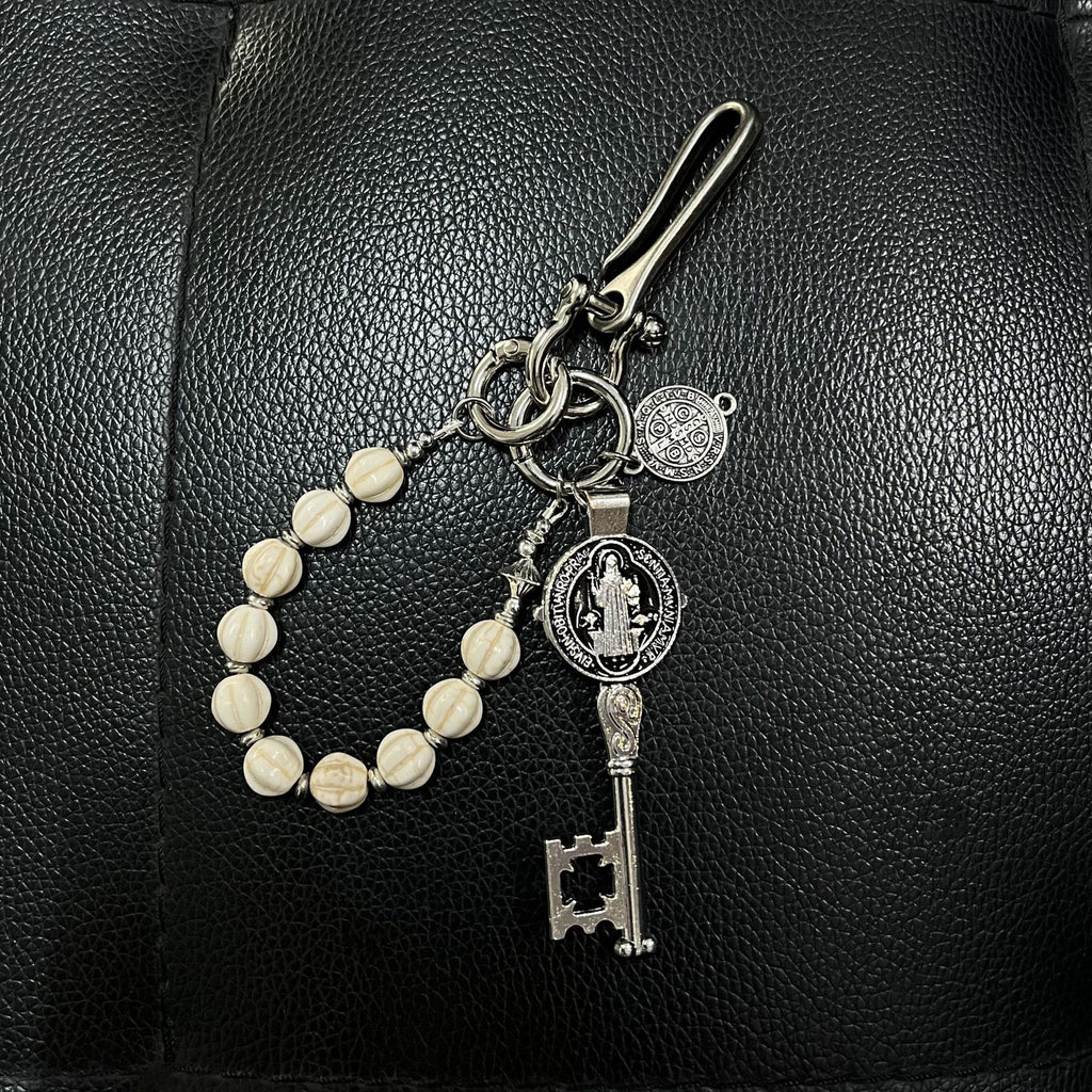 St Benedict Key Keychain Beaded Belt Clip Charm