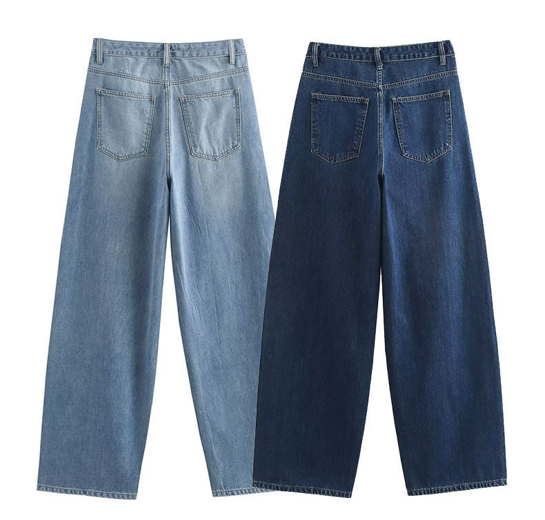 Y2K Casual Fashion Washed Jeans with Irregular Design