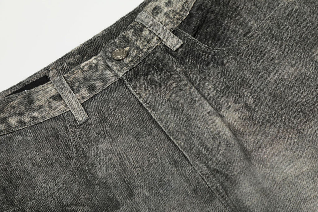 YAVIORA Spliced Dirty Wash Curved Baggy Pants