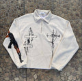Stylish Jacket with Firearm and Letter Graphics