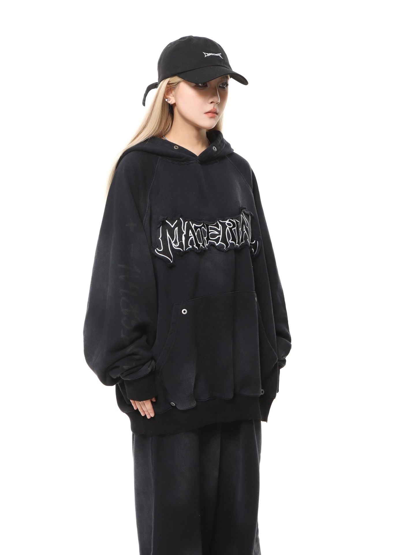 YAVIORA Wasteland Style Washed Embroidered Hoodie