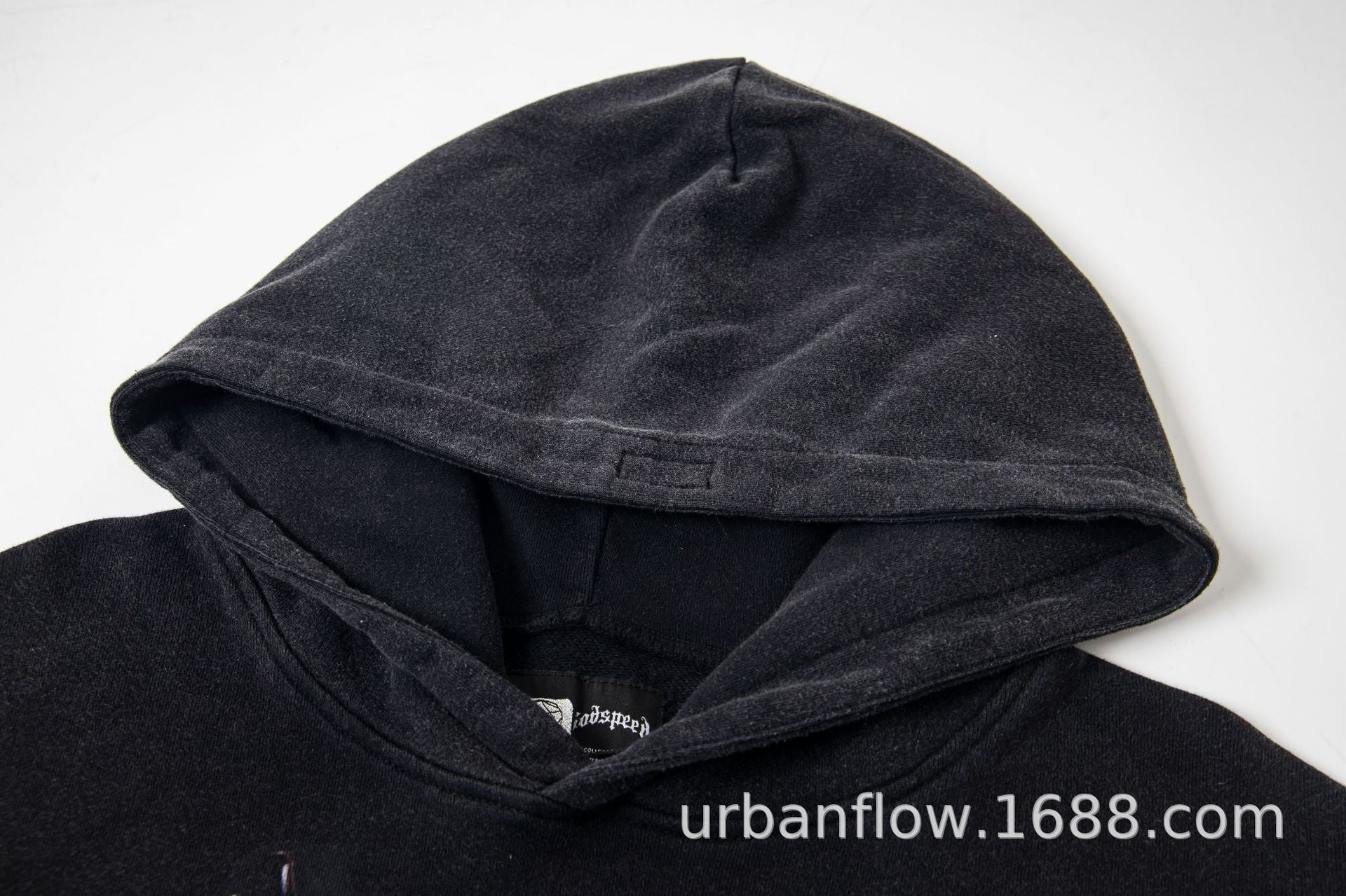 Vintage-Washed Pure Cotton Hip-Hop/Streetwear Hoodie with Print