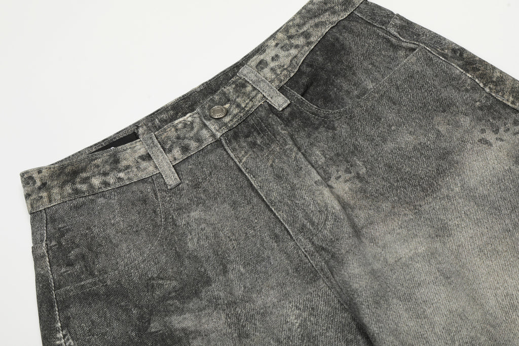 YAVIORA Spliced Dirty Wash Curved Baggy Pants