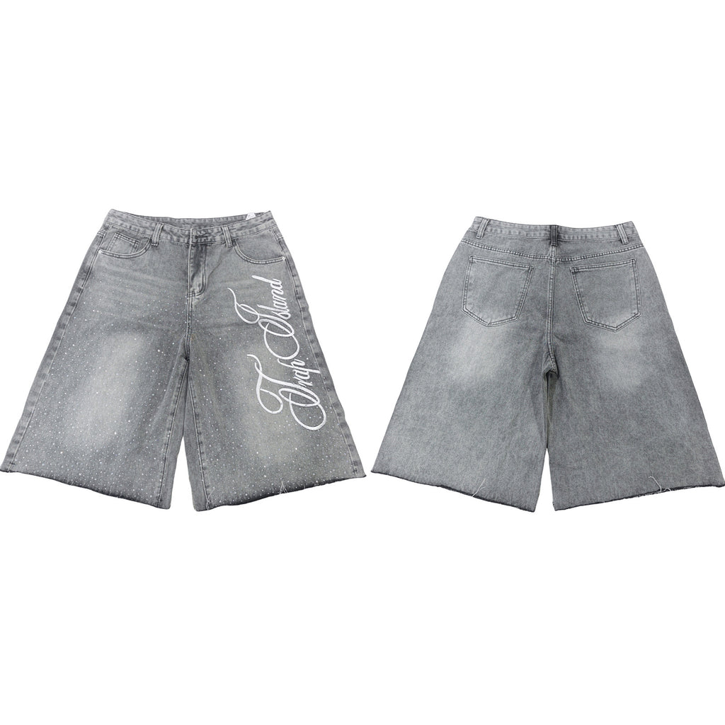 Y2K Straight Leg Wide Leg Distressed Loose Fit Capri Pants