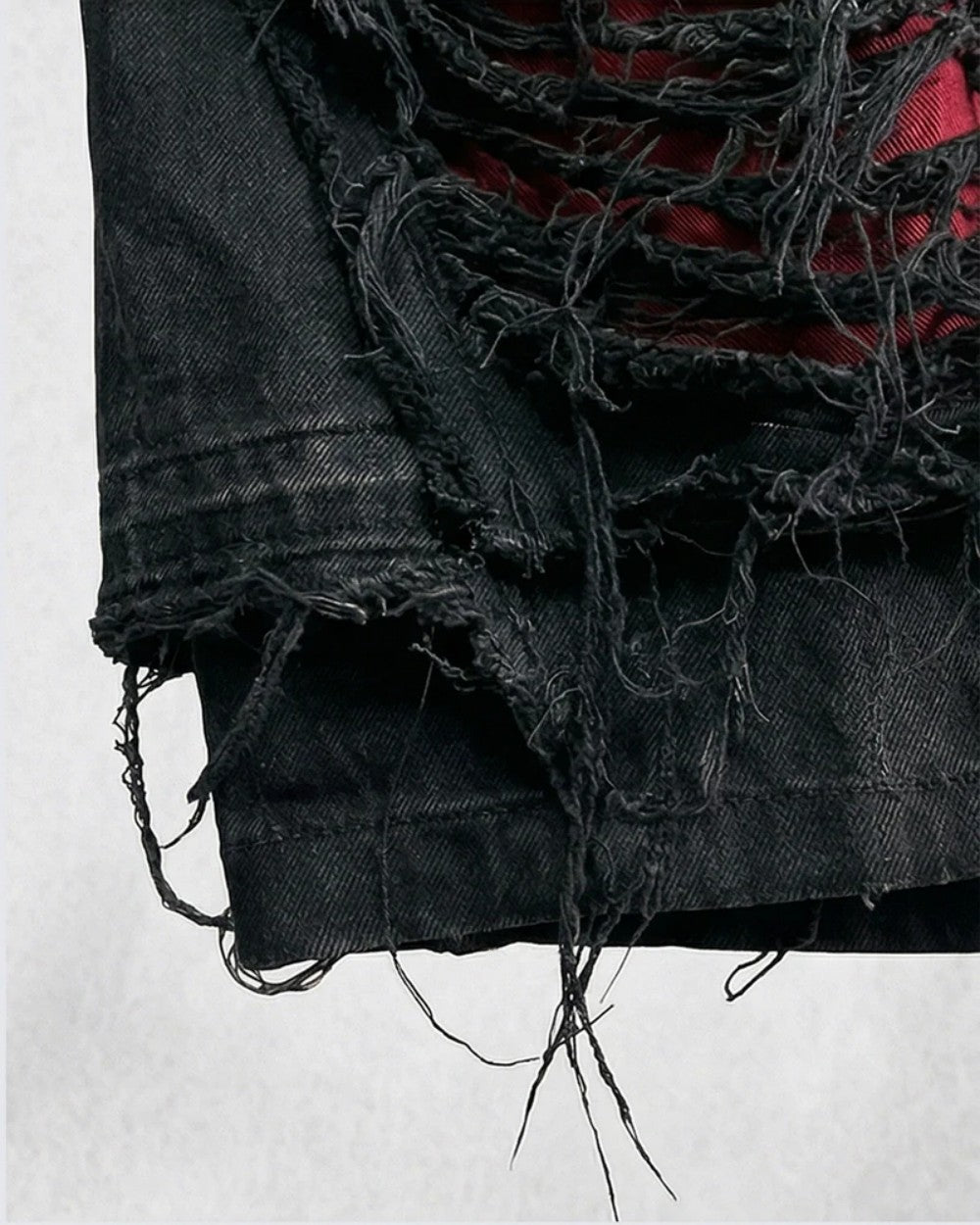 YAVIORA Ripped Fake Two-Piece Red Liner Shorts