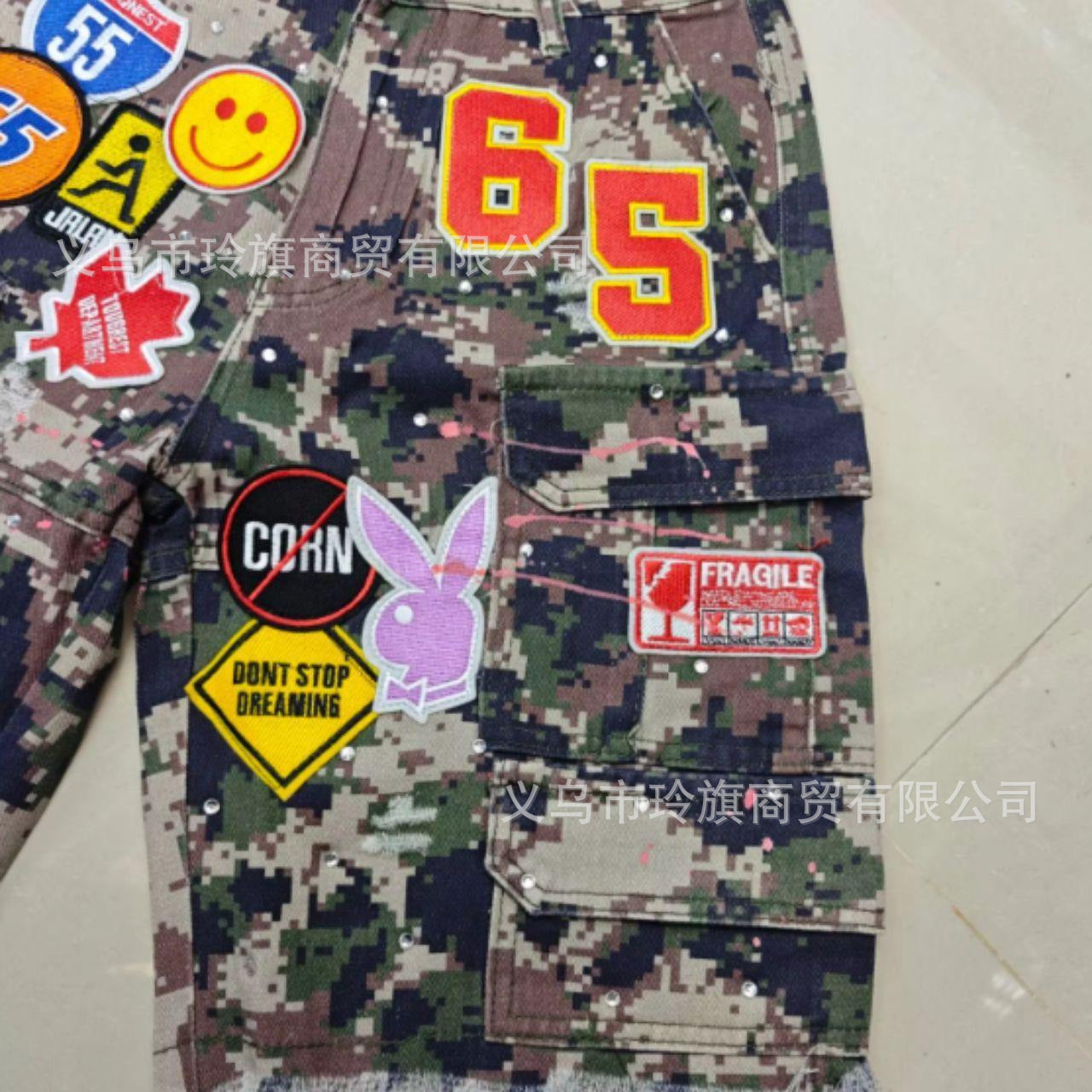 Y2K hip-hop cartoon embroidered loose-fitting shorts