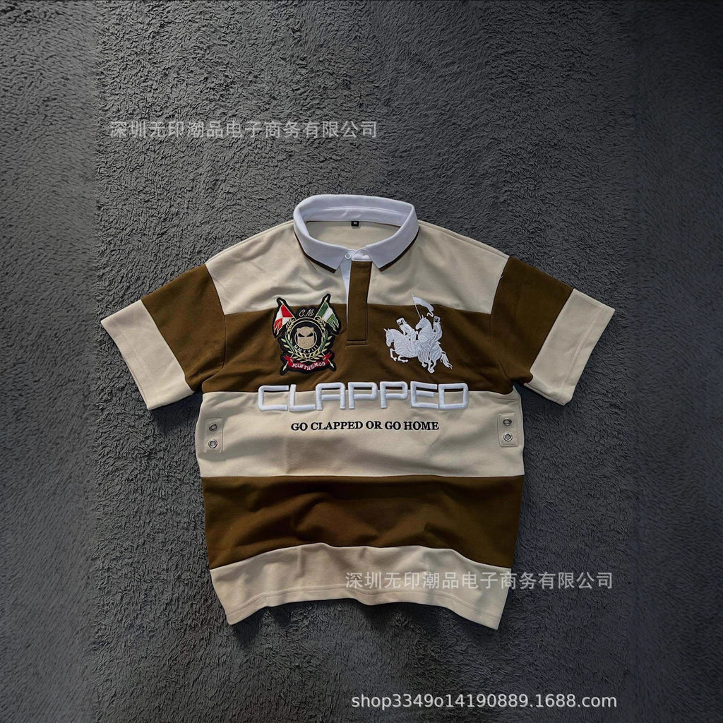 Polo Shirt Featuring 3D Embroidery and Appliqué "18" Patch