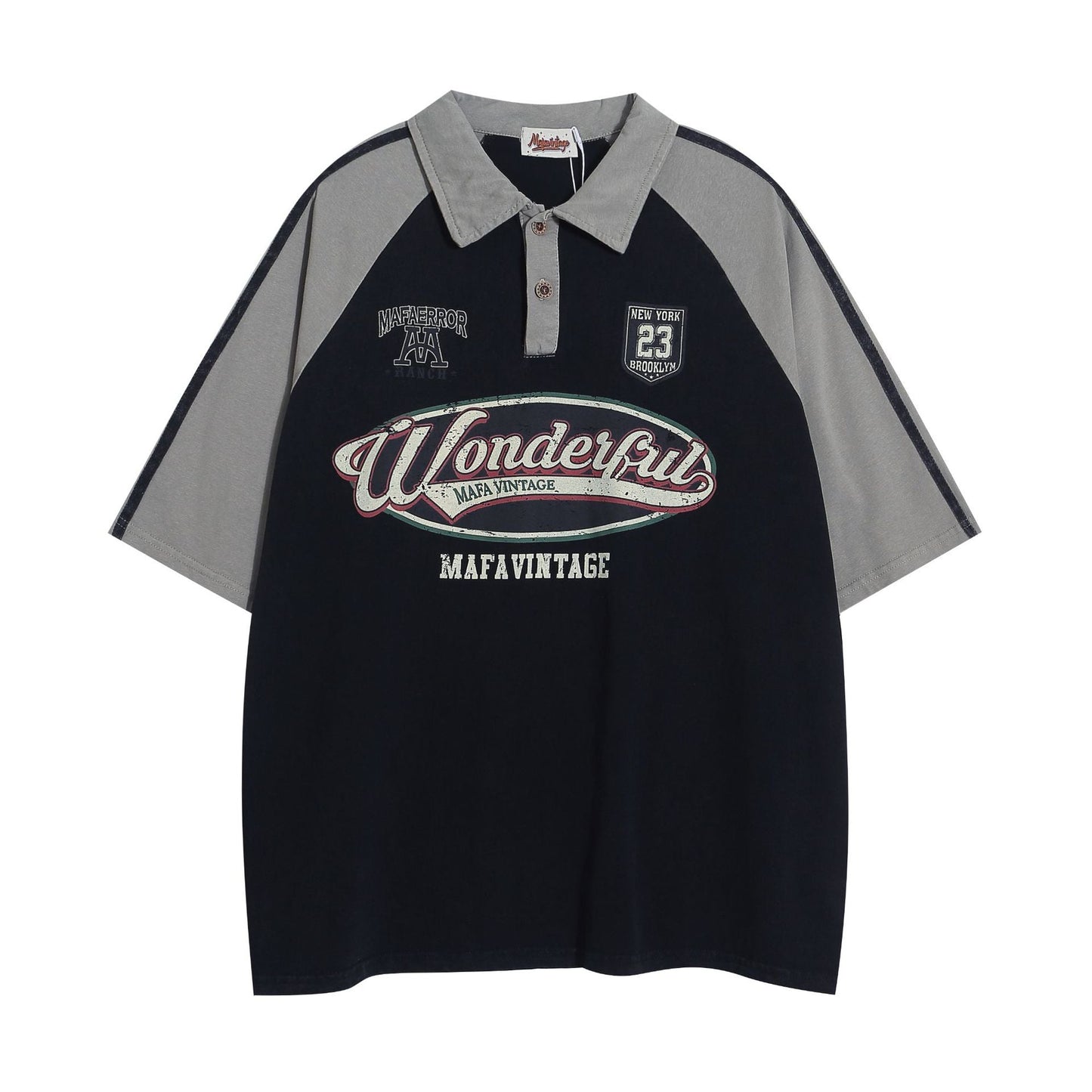 YAVIORA Suede Colorblock Polo Tee