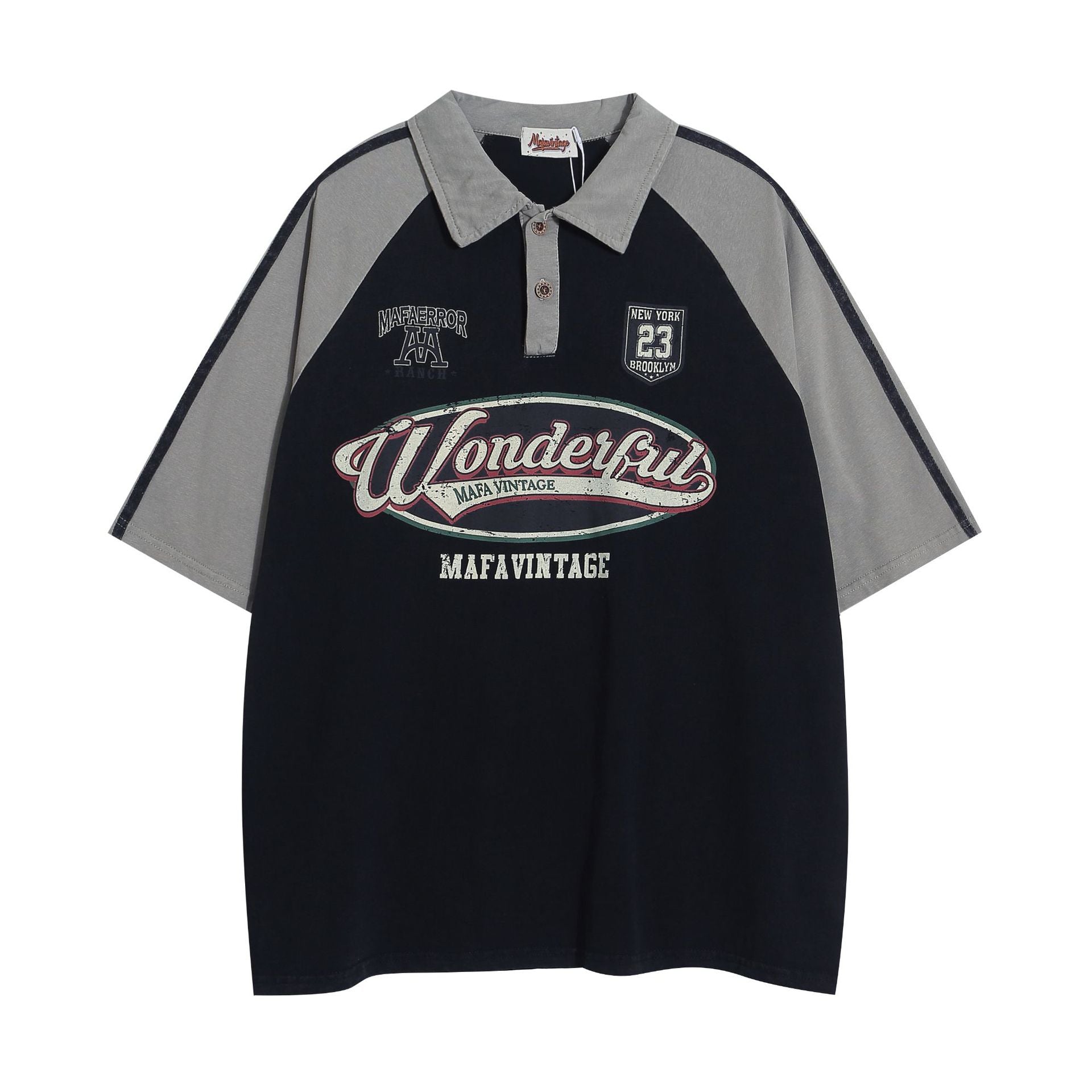 YAVIORA Polo-Shirt aus Veloursleder mit Farbblock-Design