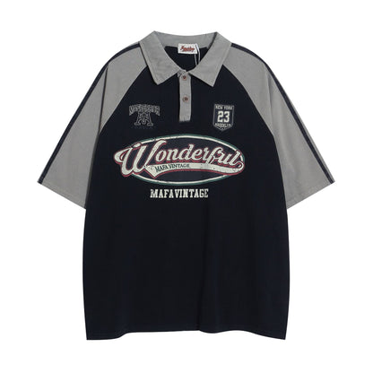 YAVIORA Suede Colorblock Polo Tee