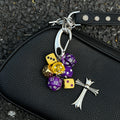 RPG Dice Keychain Bag Charm Purple Yellow Polyhedral