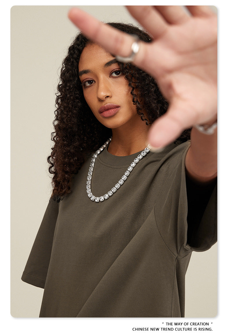 Yaviora Summer American Style Solid Color Loose T-Shirt