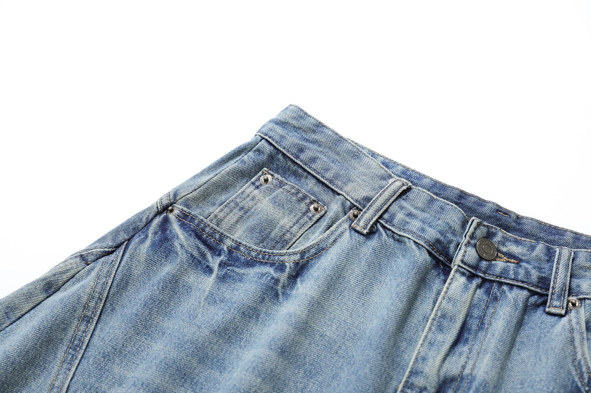 YAVIORA Vintage Washed Scimitar Fit Denim Shorts