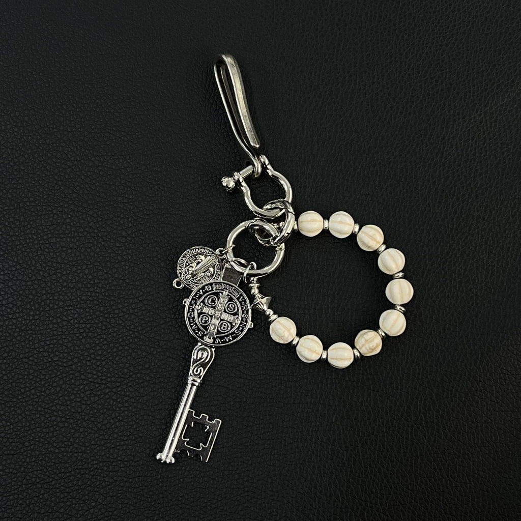 St Benedict Key Keychain Beaded Belt Clip Charm