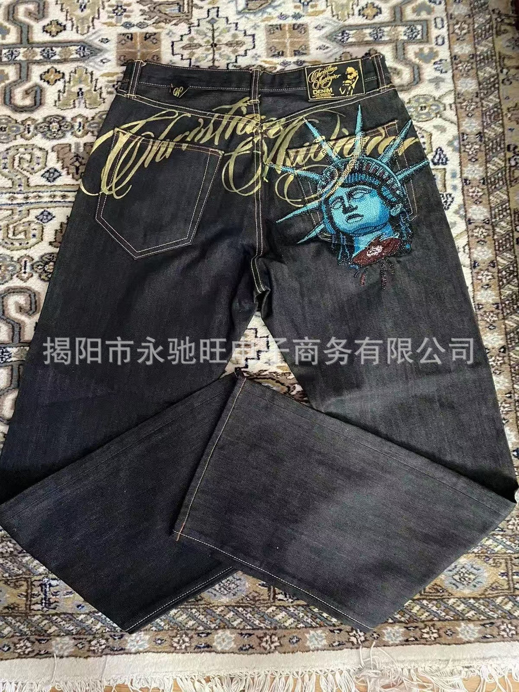 "Statue of Liberty" Distressed Loose-Fit High-Street Denim Jeans