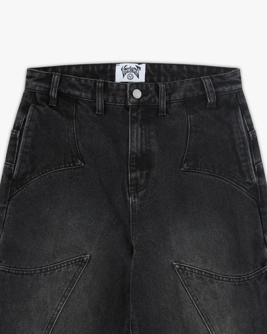Vintage-Style Wide-Leg Jeans with Intricate Embroidery