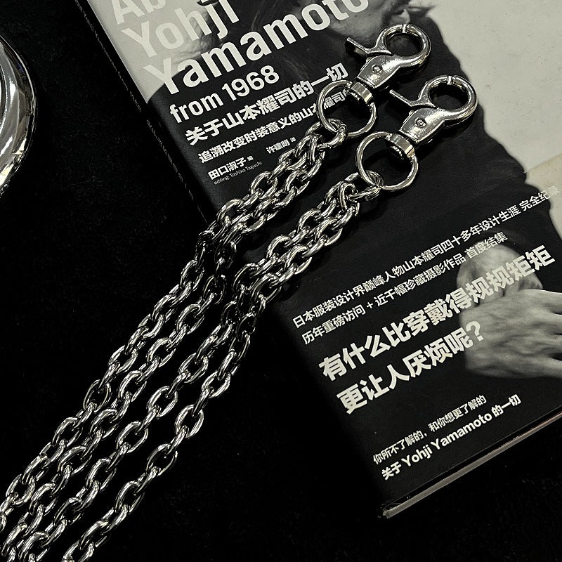 Silver Double Layer Pants Chain Punk Streetwear Wallet