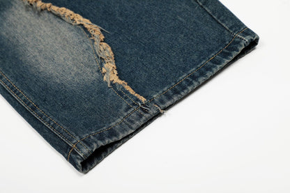 YAVIORA Embroidered Frayed Jeans