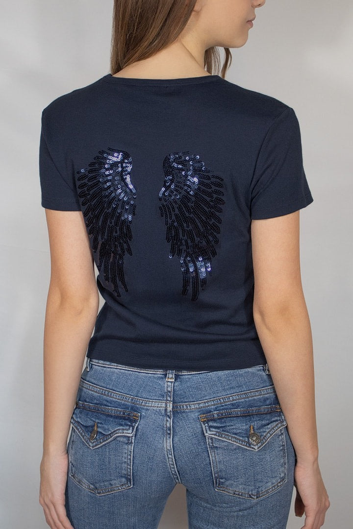 "Hot Girl" Style Sequin-Wing Sweatshirt and Pants Set