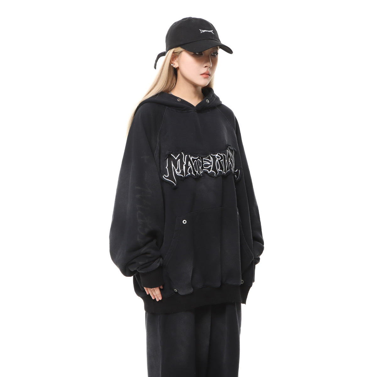 YAVIORA Wasteland Style Washed Embroidered Hoodie
