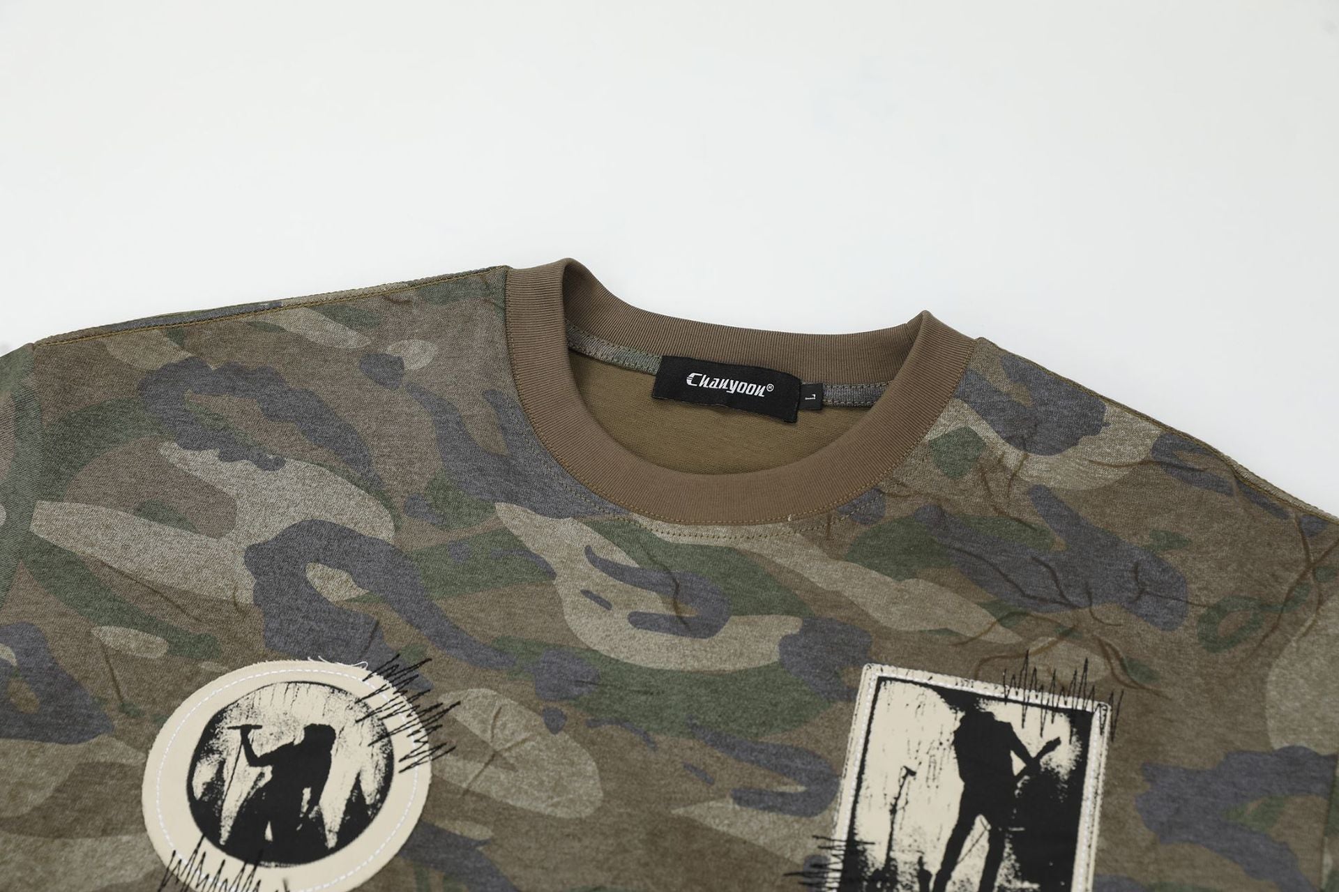 YAVIORA Vintage Camo Graphic T-Shirt
