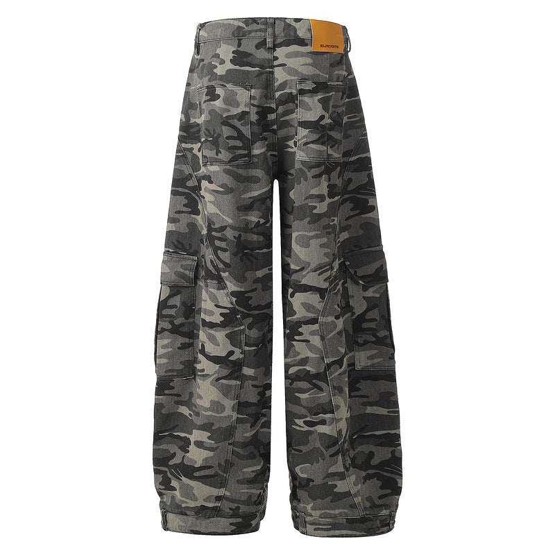 Yaviora camouflage cargo wide-leg pants
