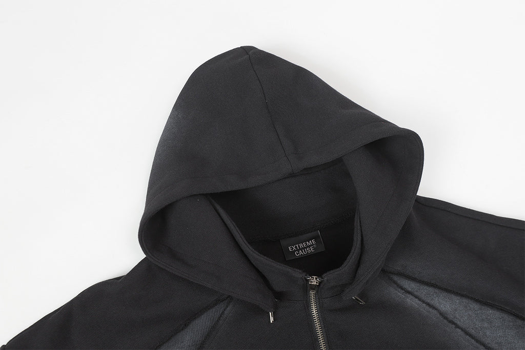 YAVIORA Wasteland Style Washed and Dirty Hooded Sweatshirt