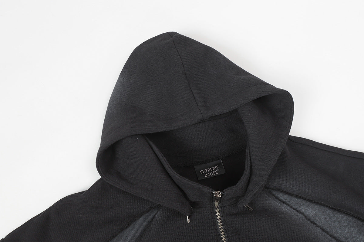 YAVIORA Wasteland Style Washed and Dirty Hooded Sweatshirt